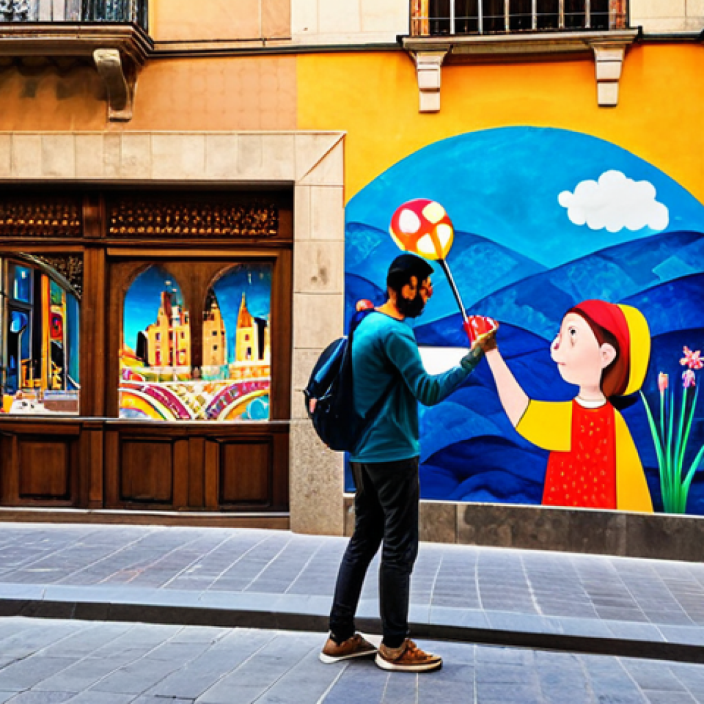A Street Artist in Barcelona**

"A street artist creating a vibrant mural in the Gothic Quarter of Barcelona, Spain. The artist is fully clothed in casual, comfortable attire, painting a colorful scene depicting local life. Background includes historic buildings and pedestrians. Safe for work, appropriate content, fully clothed, professional photography, perfect anatomy, natural proportions, modest, family-friendly, high resolution."

**