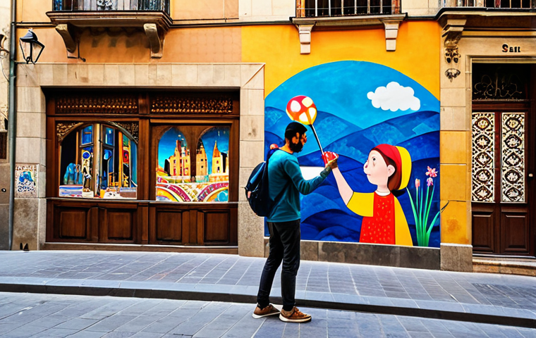 A Street Artist in Barcelona**

"A street artist creating a vibrant mural in the Gothic Quarter of Barcelona, Spain. The artist is fully clothed in casual, comfortable attire, painting a colorful scene depicting local life. Background includes historic buildings and pedestrians. Safe for work, appropriate content, fully clothed, professional photography, perfect anatomy, natural proportions, modest, family-friendly, high resolution."

**